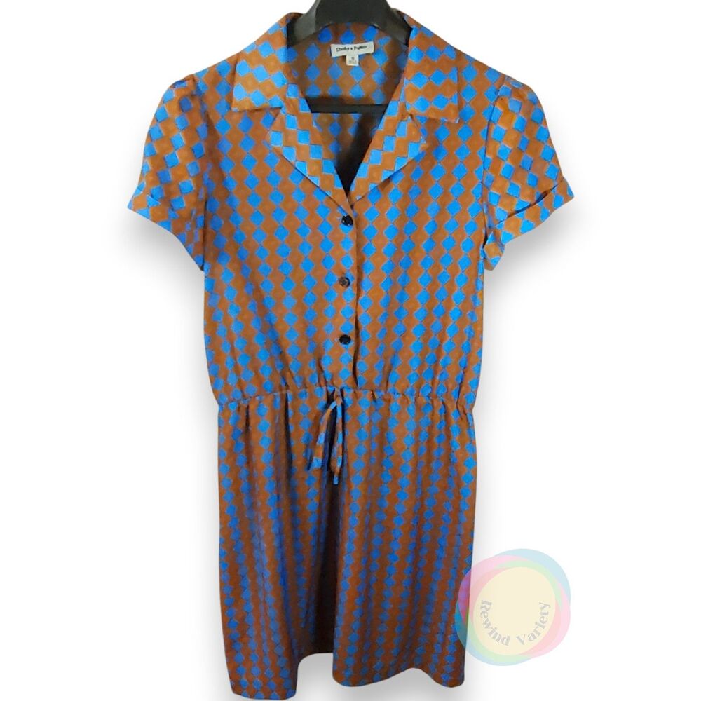 Shelby Palmer Retro Geometric Shirt Dress 16 Fits M